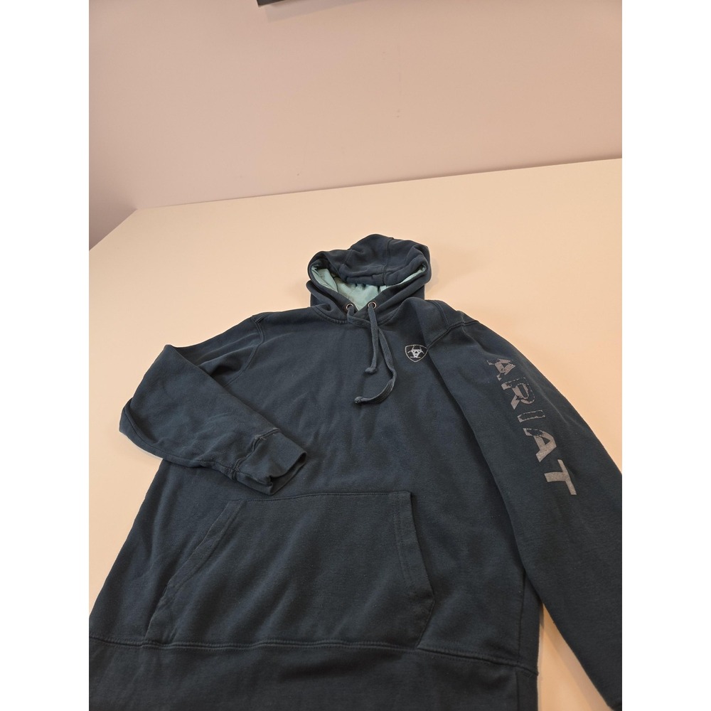 Ariat Hoodie Womens Medium Teal R.E.A.L. Logo Pullover Kangaroo Pocket Riding